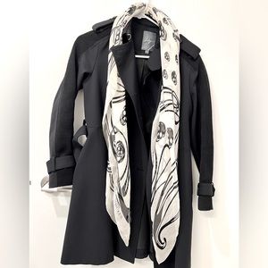 Alexander McQueen skull scarf in ivory and black. Silk chiffon. Great condition.